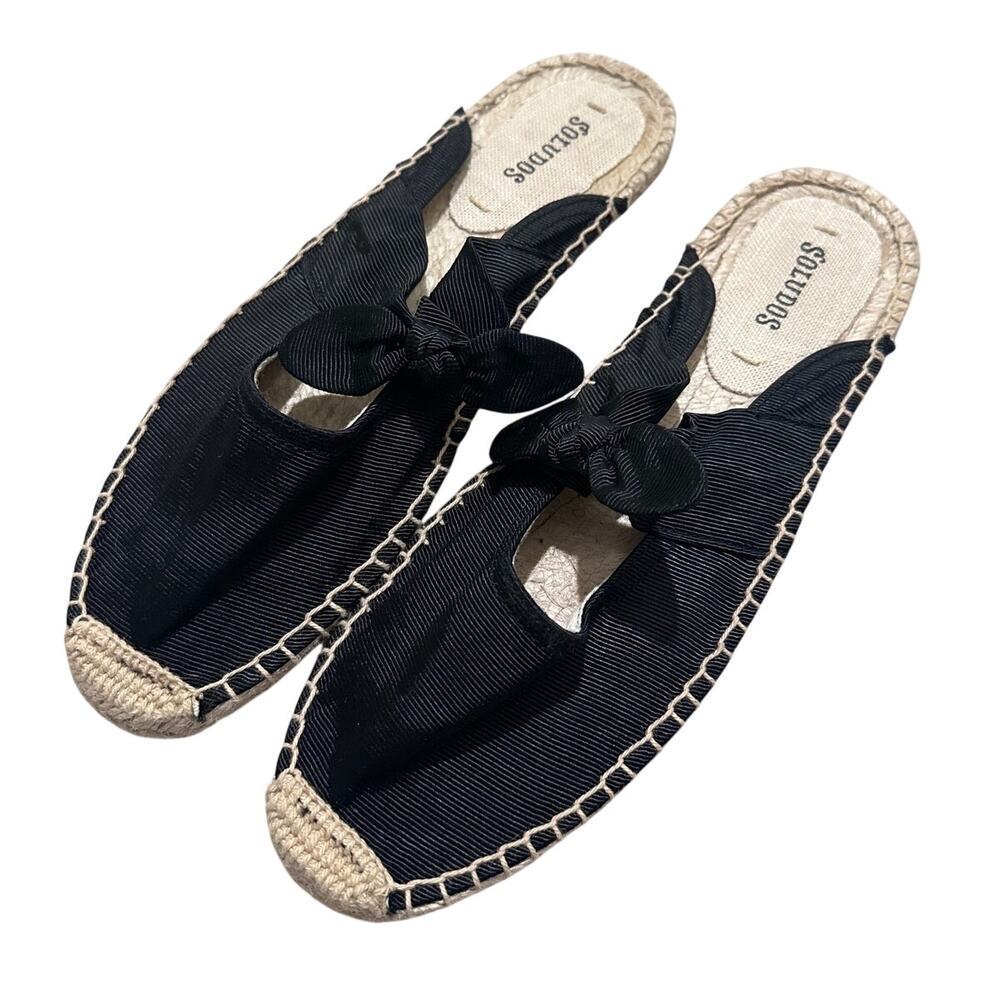 Soludos Alma Grosgrain Ribbon Bow Espadrille Mules Slides Coastal NWOT Sz 8.5